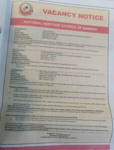 Namibia Heritage Council Vacancies