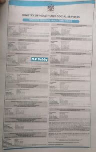 Ministry of Health and Social Services Vacancies